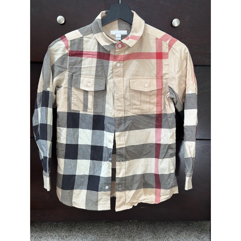 Burberry Children Boys Nova Check Plaid Long Sleeve Shirt Size 10Y  140cm